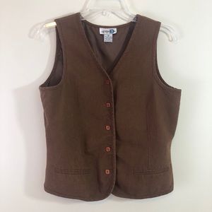 Vintage Classic Brown Linen Vest, Size M